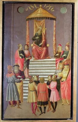 Nebukadnezar befragt Daniel und seine Gefährten (Tempera auf Holz)